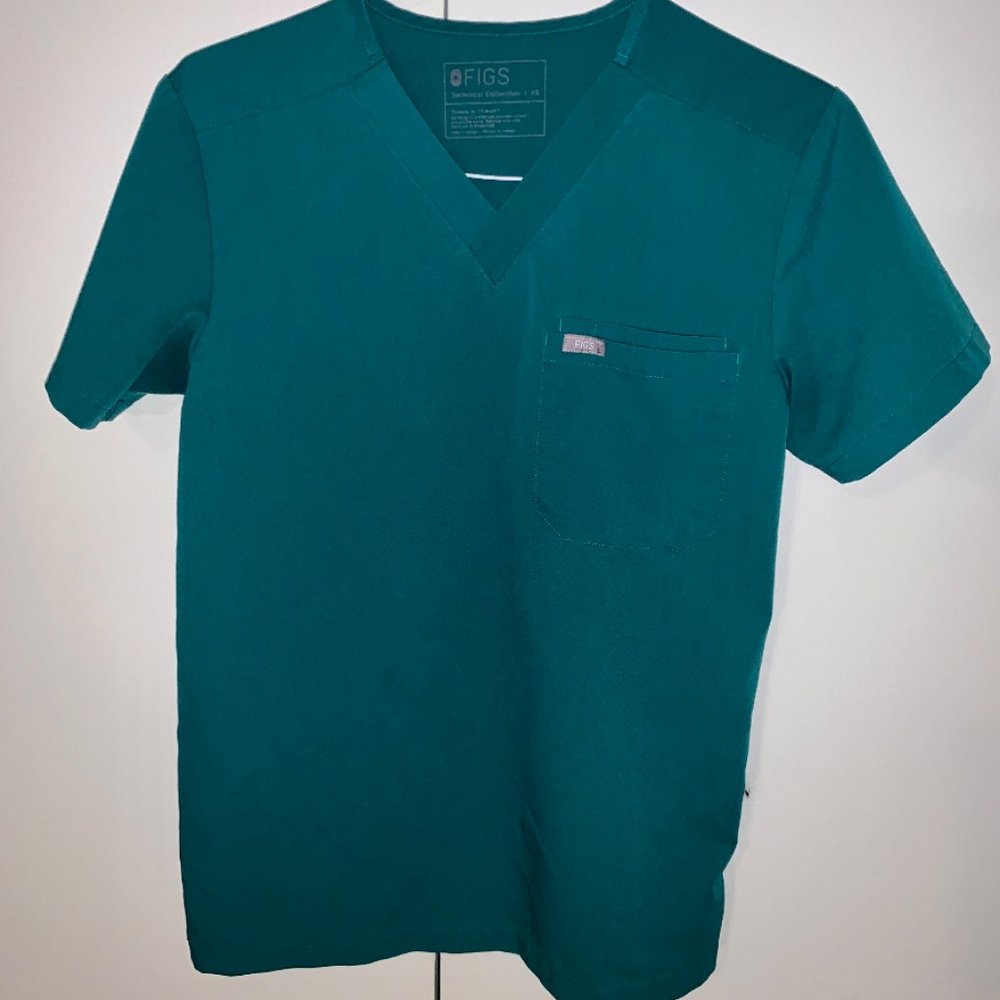 Mens Figs Scrub Top -XS - Hunter Green